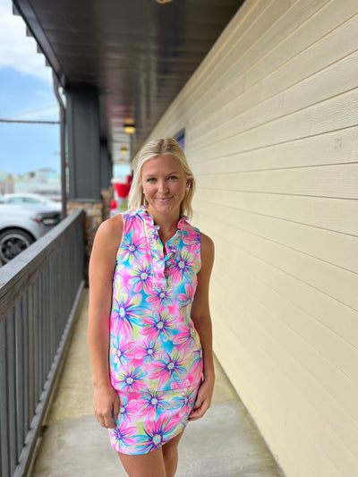 Flowers Slv.less Ruffle Vneck