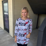 White Crinkle Two Pocket Top