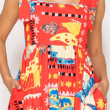 Red Tropical Maxi Dress