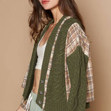 Olive V-neck button down sweater