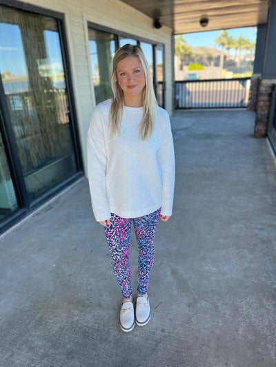 Navy Zebra Ankle Legging