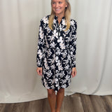 Neutral Flowers 1/2 Zip Dress