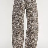 PLUS LEOPARD BARREL JEANS