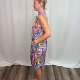 Pink Crinkle Button Back Tank Dress