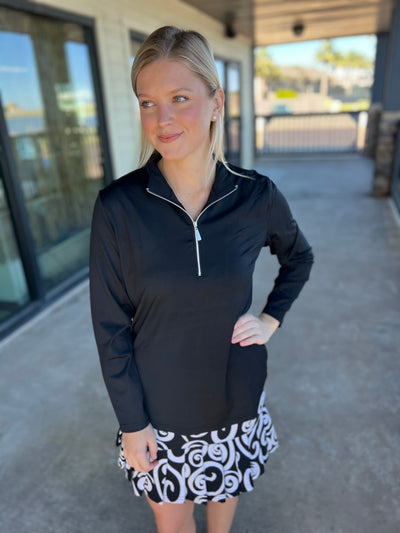 Black High Zip Pullover