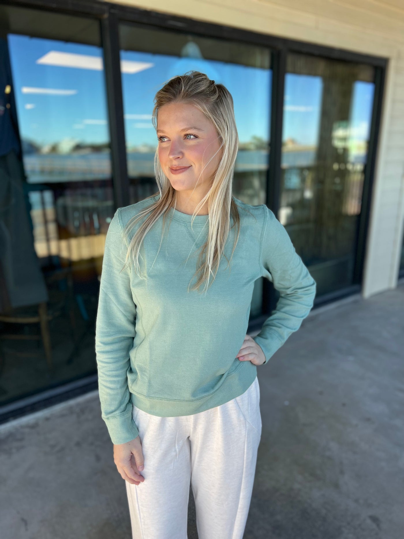 Sage Scoop Neck Pullover