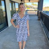 Python Neutrals Puffed Sleeve Dress