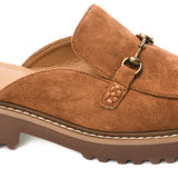 Tobacco Faux Suede Platform Slide