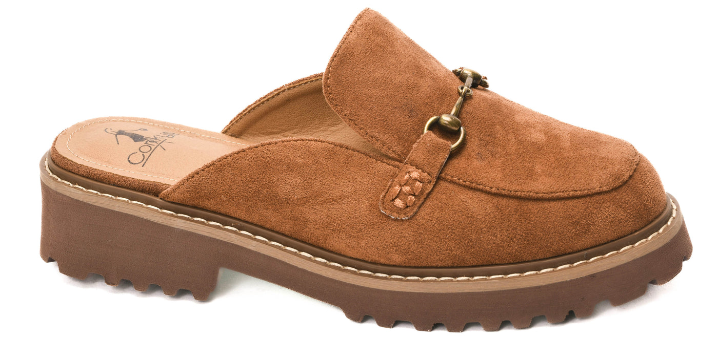 Tobacco Faux Suede Platform Slide