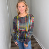 Teal Multi Crew Neck Top