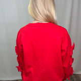 Bow Embellished Long-Sleeve Crew Neck Knit Sweater