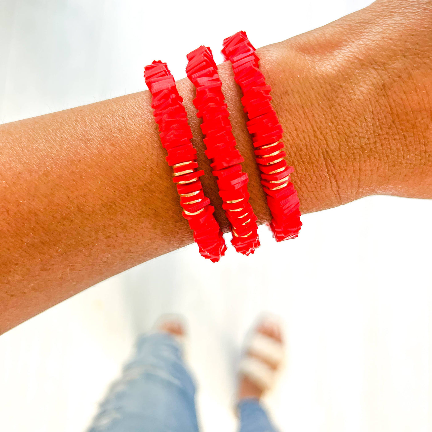 Red Game Day Bracelets &  Necklaces: RED CHUNKY BRACELET