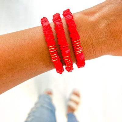 Red Game Day Bracelets &  Necklaces: RED CHUNKY BRACELET