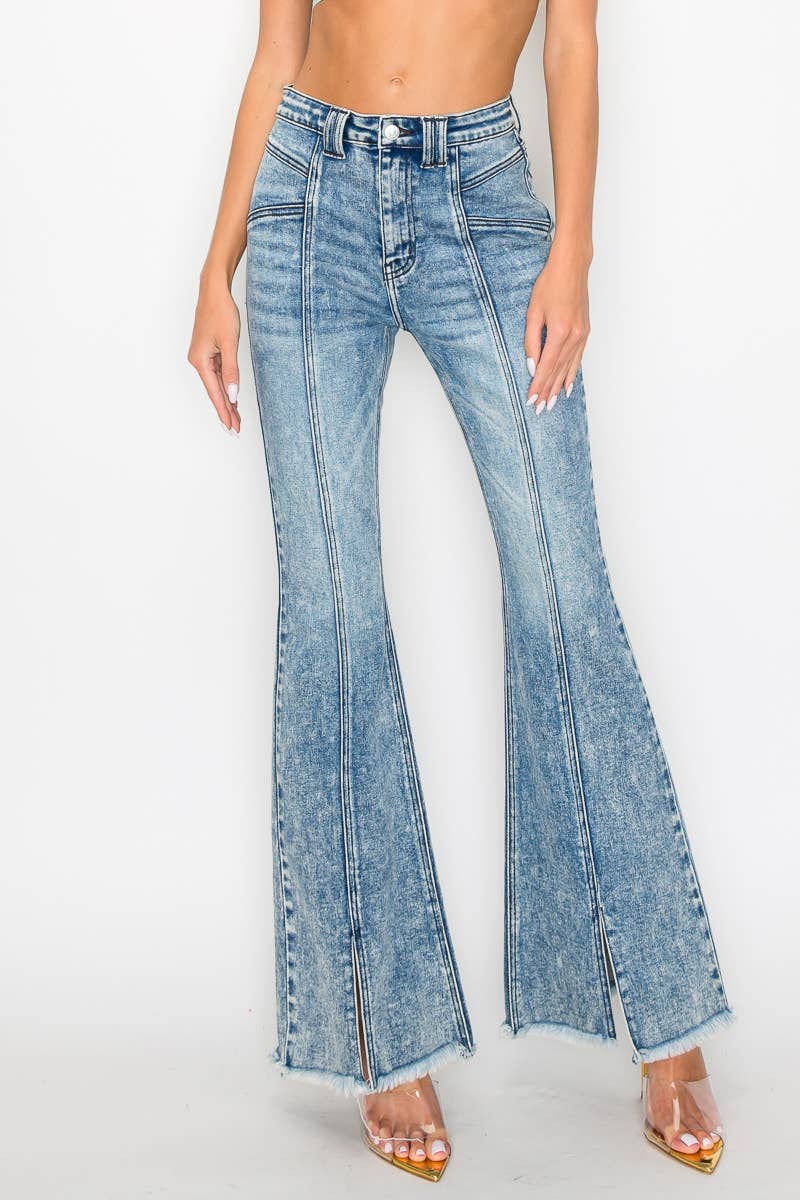 HIGH RISE SUPER STRETCH FLARE WITH SEAMED FRONT JEANS: 3 (25)