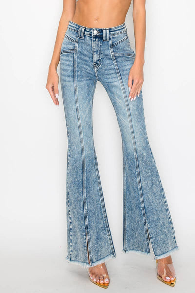 HIGH RISE SUPER STRETCH FLARE WITH SEAMED FRONT JEANS: 3 (25)