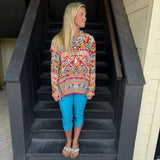 Rhinestone Clear Turquoise Capri