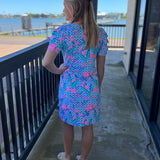 Blue Floral Cha Cha Sleeve Dress