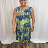 Green Crinkle Stitch Tank Dress