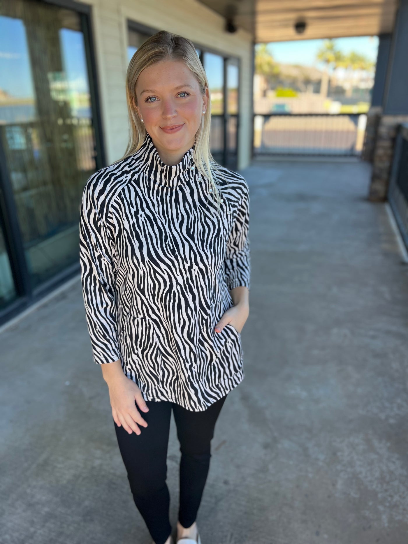 Zebra Buttoned Up Top