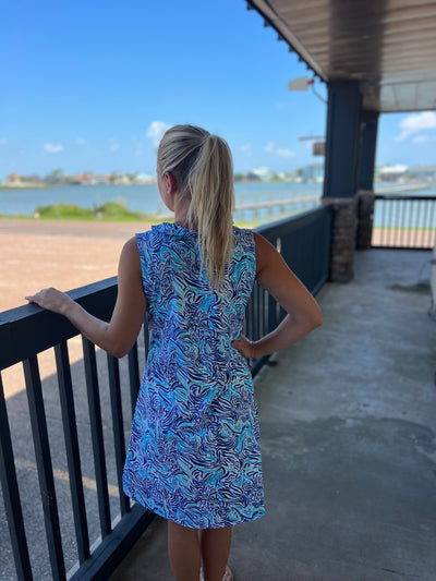 Zebra Pineapple VNeck Ruffle Dress