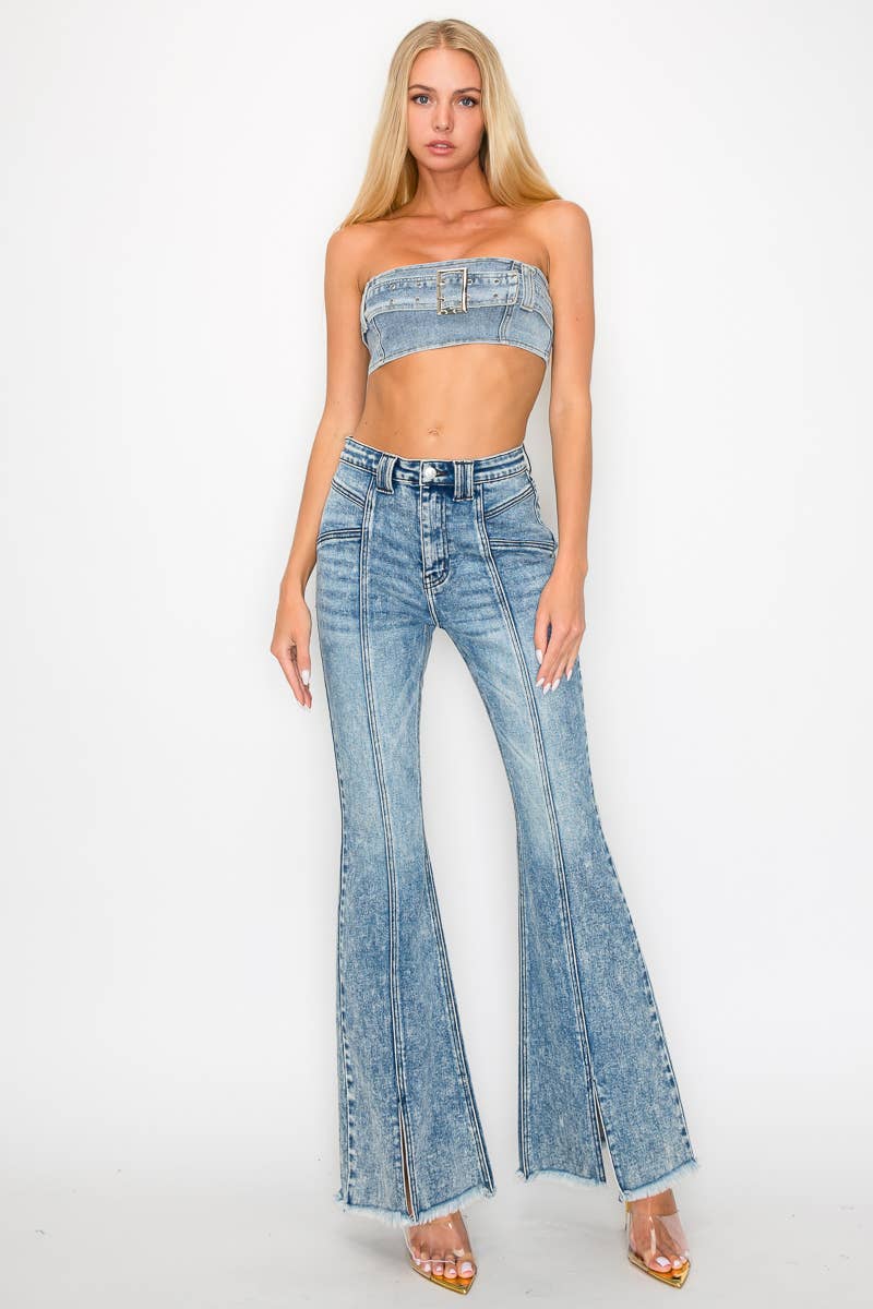 HIGH RISE SUPER STRETCH FLARE WITH SEAMED FRONT JEANS: 3 (25)