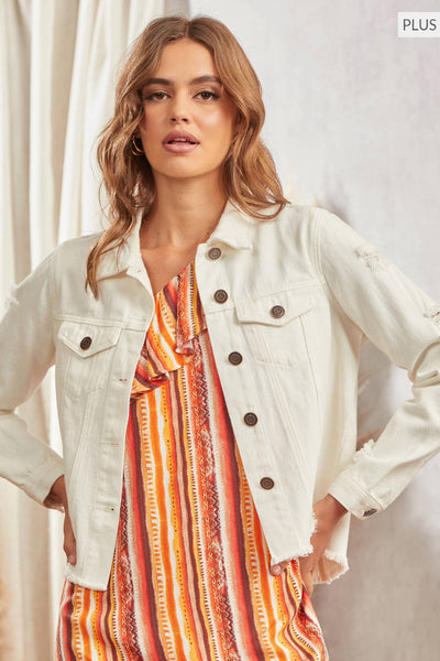 PLUS Embroidered Denim Jacket