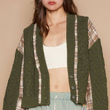 Olive V-neck button down sweater
