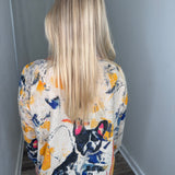 Printed Dollman Sleeves Dog Sweater