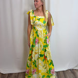Sunny Yellow Flower Maxi Dress