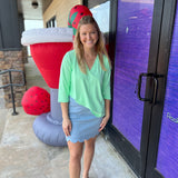 Clear Lime 3/4 Sleeve Top