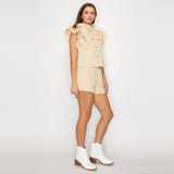 Little Wild Flower Print Twill Shorts