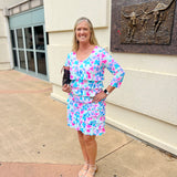 Pink Floral 3/4 Sleeve ChaCha Dress