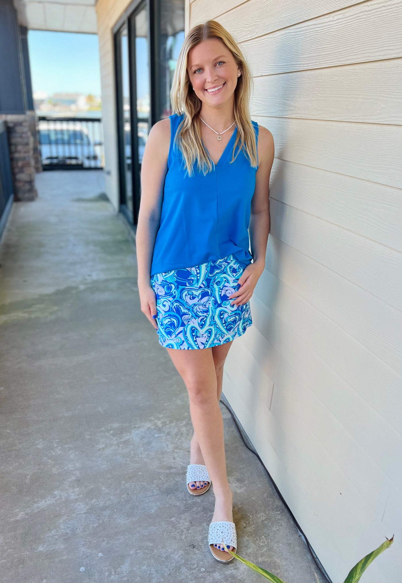 Seaglass Blue Sleeveless V Neck