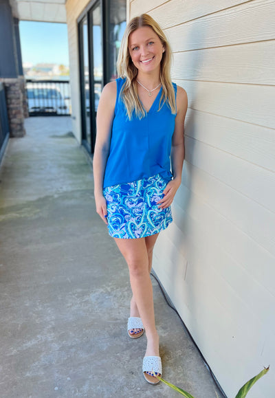 Seaglass Blue Sleeveless V Neck