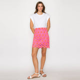 Pink Daisy Lace Mini Skirt