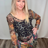 Leopard Bee Pattern Mesh Top