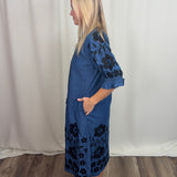 Vati Denim Embroidered Dress