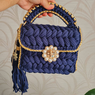 CHQEL Evening Clutch Bag for Women, Handmade Crochet Wedding