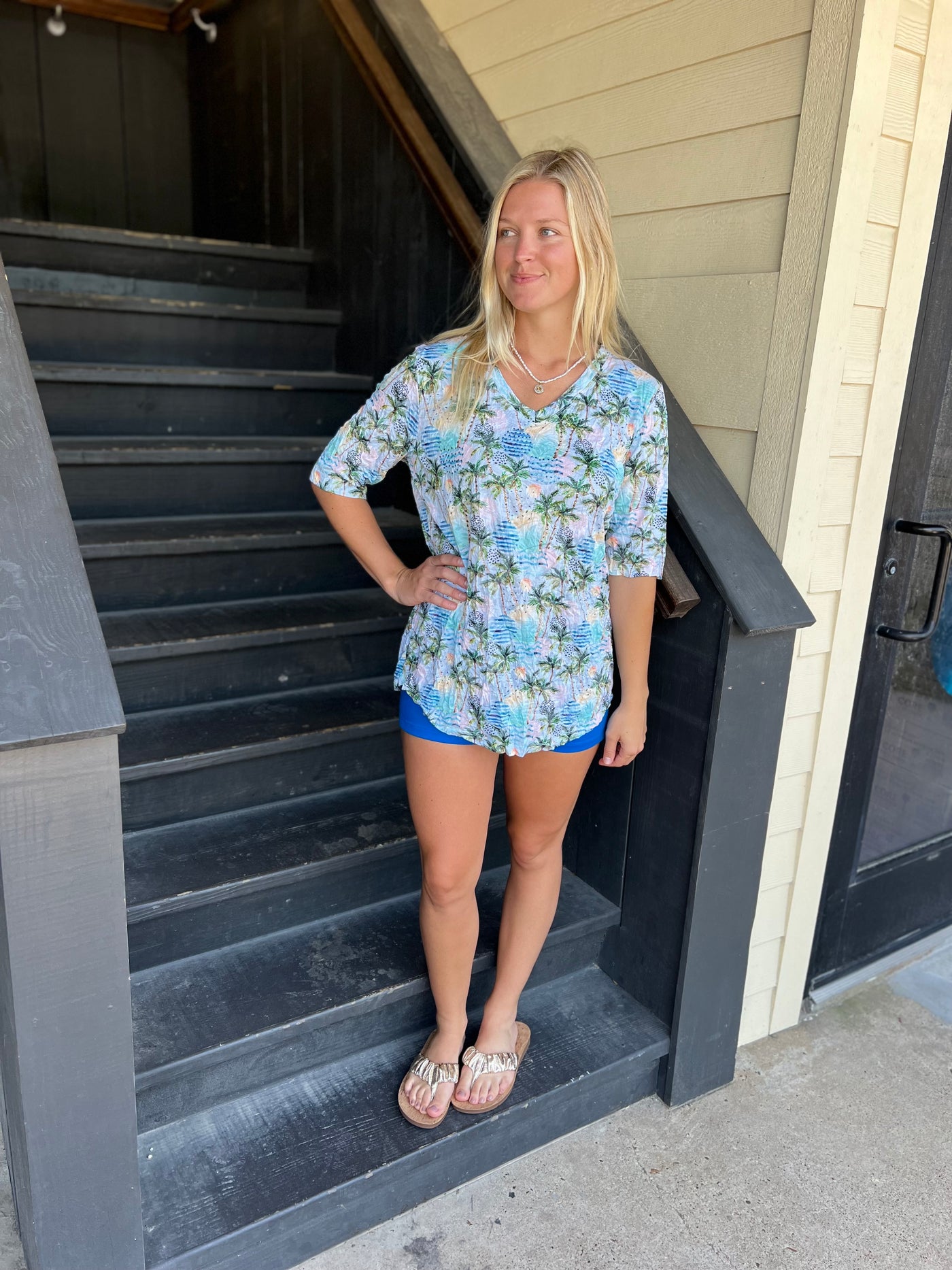 Palm Tree Short Sleeve Top
