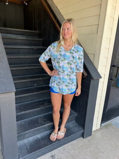 Palm Tree Short Sleeve Top