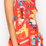 Red Tropical Maxi Dress
