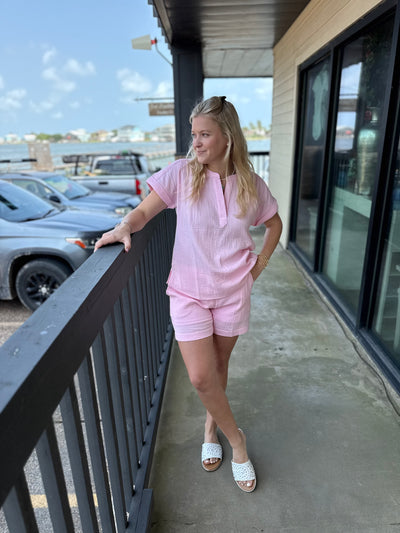 Sea Glass Pink Gauze Shorts
