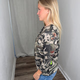 Taupe/Olive Crew Neck Top