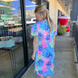 Colorful Filigree 42" Ruffle Sleeve Top