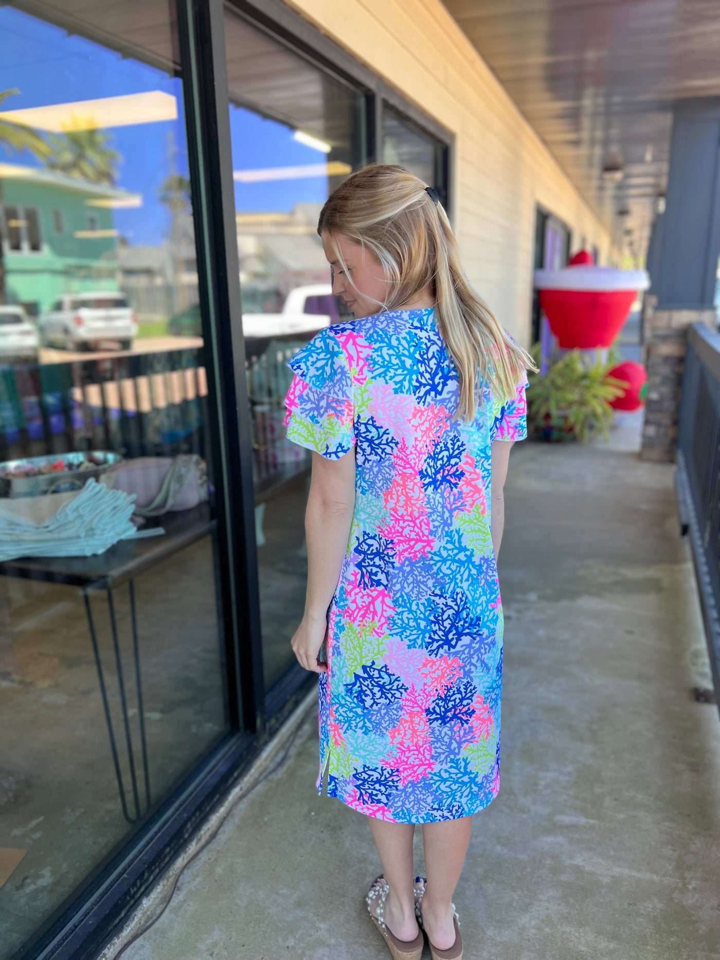Colorful Filigree 42" Ruffle Sleeve Top