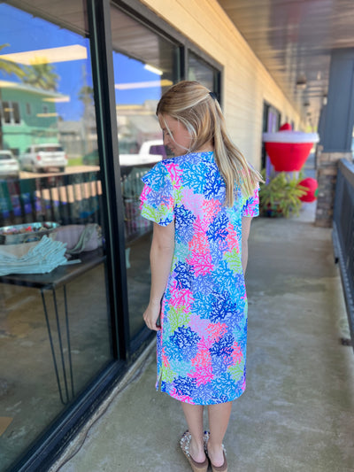 Colorful Filigree 42" Ruffle Sleeve Top