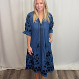 Vati Denim Embroidered Dress