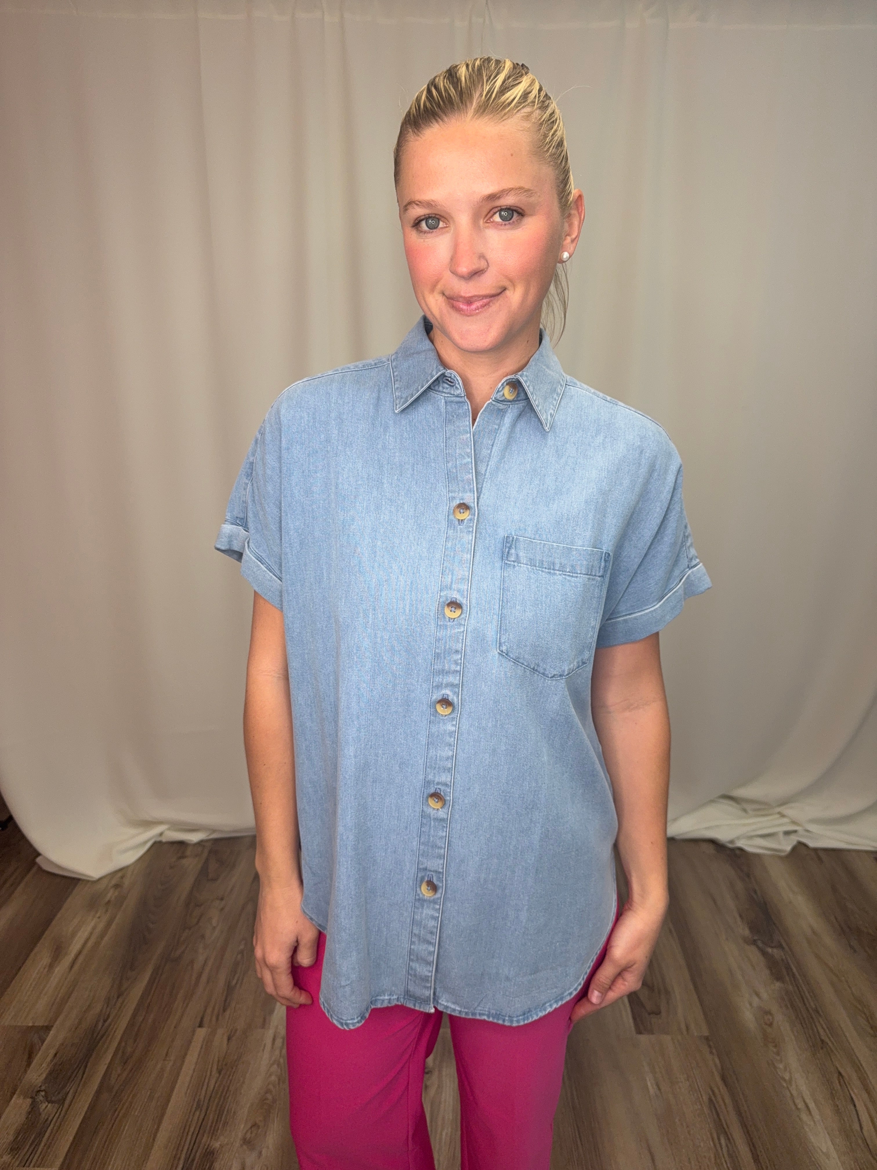 Stretch Cap-Sleeve Shirt