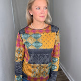 Charcoal Gold Crew Neck Top