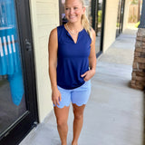Blue & White Scallop Short
